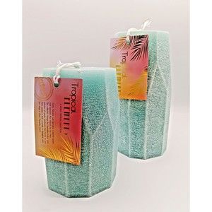 200 hour Geometric candle/ Pastal Green 2 pices set (4 in x 8 in) /(4 in x 6 in)
